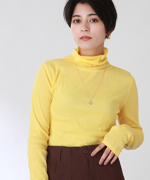 THE SHOP TK (ザ ショップ ティーケー )の「◆テレコタートルネック(Tシャツ/カットソー・レディース・ホワイト系/ブラック/イエロー/ライトグレー・13/12)」の4枚目の写真