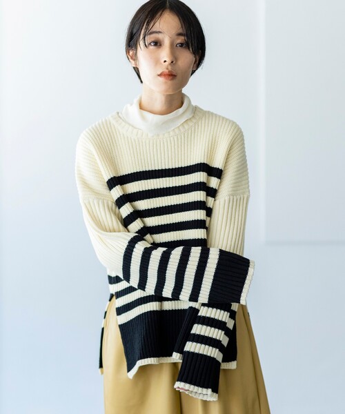 THE SHOP TK (ザ ショップ ティーケー )の「◆テレコタートルネック(Tシャツ/カットソー・レディース・ホワイト系/ブラック/イエロー/ライトグレー・13/12)」の7枚目の写真
