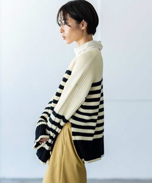 THE SHOP TK (ザ ショップ ティーケー )の「◆テレコタートルネック(Tシャツ/カットソー・レディース・ホワイト系/ブラック/イエロー/ライトグレー・13/12)」の8枚目の写真