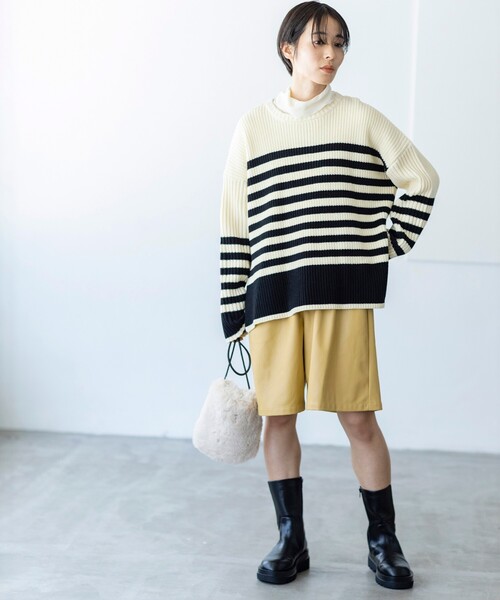 THE SHOP TK (ザ ショップ ティーケー )の「◆テレコタートルネック(Tシャツ/カットソー・レディース・ホワイト系/ブラック/イエロー/ライトグレー・13/12)」の10枚目の写真