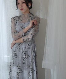 セレモニー ミモレ丈&袖あり 結婚式 パーティー ドレス 透け感 フォーマル 同窓会 オケージョン ワンピース お呼ばれ 二次会 成人式 