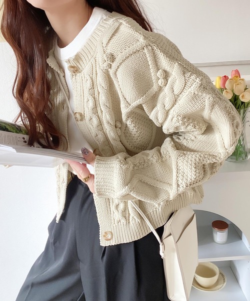 【愛されニット】スポンディッシュ2WAYクロップドカーディガン La boutique Bonbon カーディガン 「愛されニット」スポン
