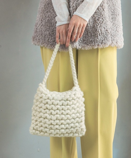 LEPSIM（レプシィム）の「カラーチャンキーニットバッグ　162534（ショルダーバッグ・レディース・オレンジ/ブルー/アイボリー・ONE SIZE）」の2枚目の写真