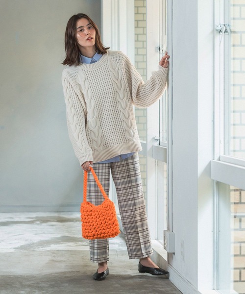 LEPSIM（レプシィム）の「カラーチャンキーニットバッグ　162534（ショルダーバッグ・レディース・オレンジ/ブルー/アイボリー・ONE SIZE）」の7枚目の写真