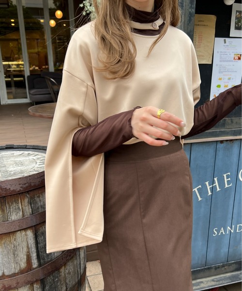 Ambre Ciel（アンブルシエル）の「袖スリットカットトップス／【WEB/EC限定商品】（Tシャツ/カットソー・レディース・ベージュ/アイボリー・FREE）」の12枚目の写真