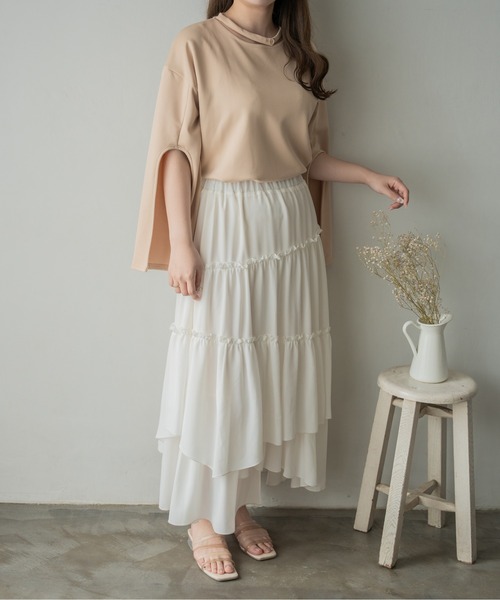 Ambre Ciel（アンブルシエル）の「袖スリットカットトップス／【WEB/EC限定商品】（Tシャツ/カットソー・レディース・ベージュ/アイボリー・FREE）」の11枚目の写真