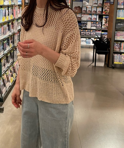 LE MORE（リモア）の「メッシュデザインニットプルオーバー（ニット/セーター・レディース・ブラック/ベージュ/アイボリー・FREE）」の19枚目の写真