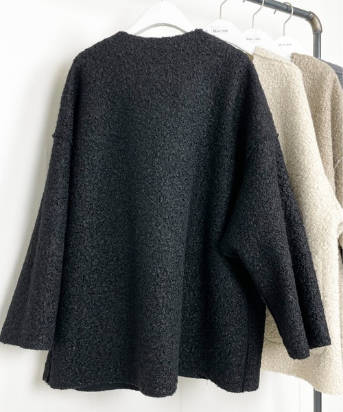 Meli rich（メリーリッチ）の「【リバーシブル】プードルボアノーカラージャケット（ノーカラージャケット・レディース・ブラック/カーキ/アイボリー/モカ/グレー/ライトベージュ/ブラック系その他・MEDIUM）」の21枚目の写真