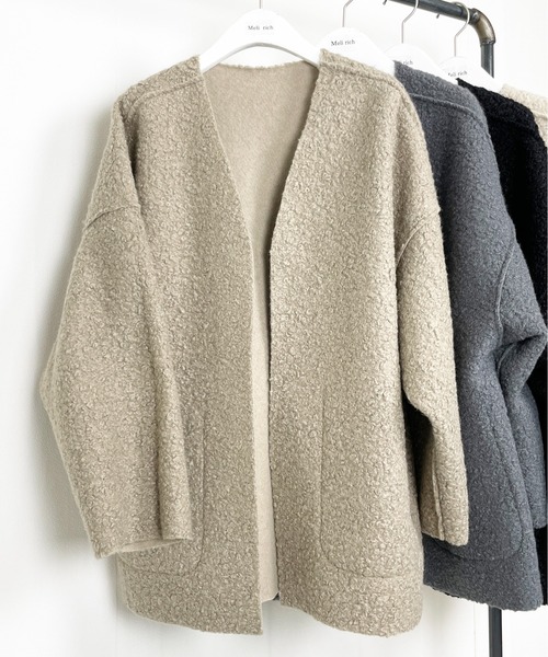 Meli rich（メリーリッチ）の「【リバーシブル】プードルボアノーカラージャケット（ノーカラージャケット・レディース・ブラック/カーキ/アイボリー/モカ/グレー/ライトベージュ/ブラック系その他・MEDIUM）」の22枚目の写真