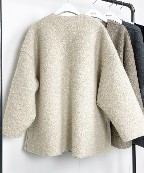 Meli rich（メリーリッチ）の「【リバーシブル】プードルボアノーカラージャケット（ノーカラージャケット・レディース・ブラック/カーキ/アイボリー/モカ/グレー/ライトベージュ/ブラック系その他・MEDIUM）」の19枚目の写真