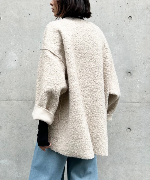 Meli rich（メリーリッチ）の「【リバーシブル】プードルボアノーカラージャケット（ノーカラージャケット・レディース・ブラック/カーキ/アイボリー/モカ/グレー/ライトベージュ/ブラック系その他・MEDIUM）」の13枚目の写真