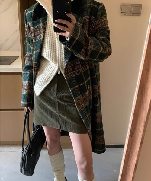 Vipoa（ヴィポア）の「スタンドカラーダブルジップワッフルニットブルゾン（カーディガン/ボレロ・レディース・ホワイト/ブラック・FREE）」の17枚目の写真