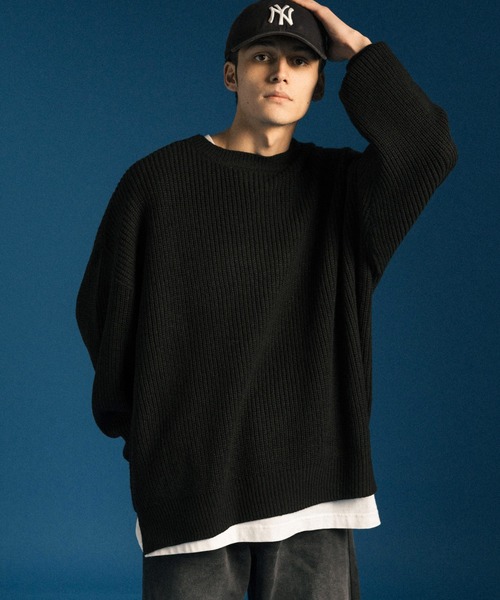 Ressaca（レサーカ）の「プルオーバーバルキーニット クルーネックセーター オーバーサイズ（ニット/セーター・メンズ・ブラウン/チャコールグレー/グリーン/オフホワイト/グレー/ブラック・L/M/XL）」の2枚目の写真
