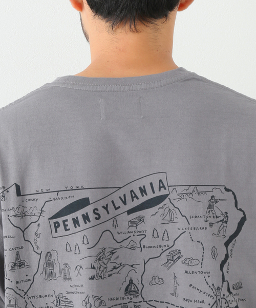 CAL O LINE(キャルオーライン)の「【CAL O LINE/キャルオーライン】PENN MAP ロングスリーブTシャツ(Tシャツ/カットソー・メンズ・チャコールグレー/ホワイト・LARGE/MEDIUM/X-LARGE)」の5枚目の写真