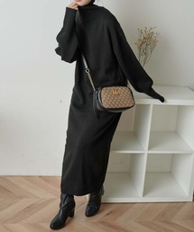 WEGO/【WEB限定】バックスリットタートルニットワンピース