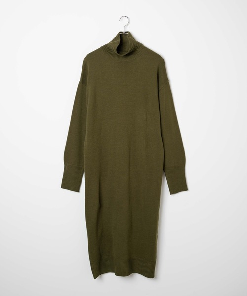 WEGO（ウィゴー）の「WEGO/【WEB限定】バックスリットタートルニットワンピース（ワンピース・レディース・ブラック/ダークグリーン/アイボリー・FREE）」の15枚目の写真