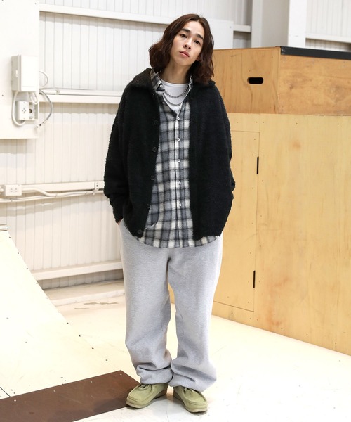 MSG（エムエスジー）の「モヘアライクフェザーヤーンポロニットカーディガン（カーディガン/ボレロ・メンズ・ダークグリーン/ブラック/パープル/チャコール/モカ・L/S/M）」の13枚目の写真