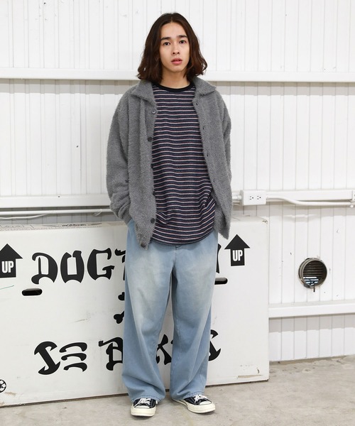 MSG（エムエスジー）の「モヘアライクフェザーヤーンポロニットカーディガン（カーディガン/ボレロ・メンズ・ダークグリーン/ブラック/パープル/チャコール/モカ・L/S/M）」の18枚目の写真