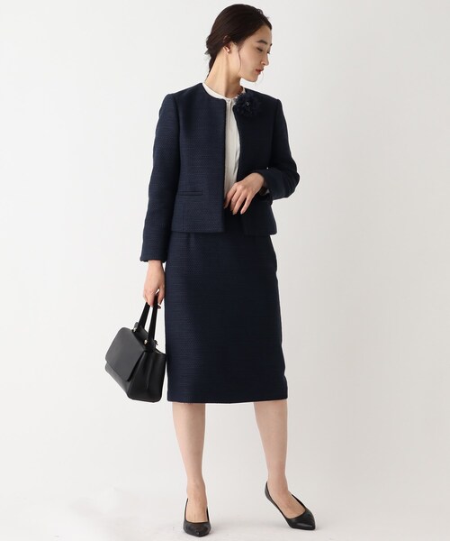 OPAQUE.CLIP(オペークドットクリップ)の「◆DELEGANT ツイードタイトスカート【OPAQUE.CLIP NAVY】(スカート・レディース・ブラック系3/ネイビー系3・38/40)」の4枚目の写真