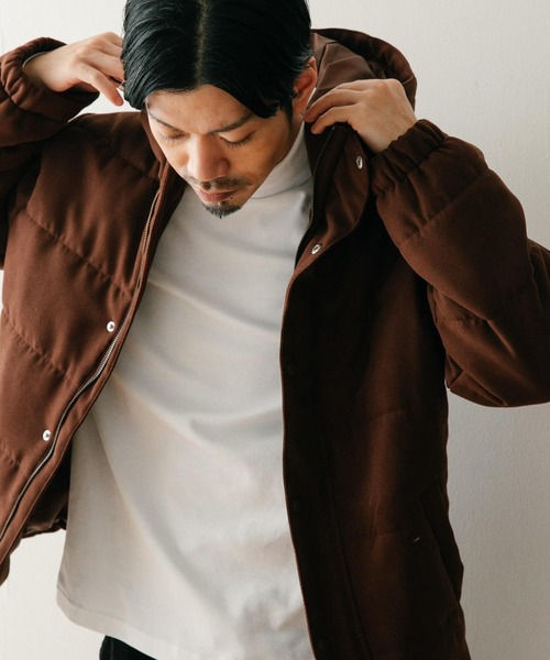 ITEMS URBANRESEARCH（アイテムズ アーバンリサーチ）の「中綿キルティング フーディージャケット（ダウンジャケット/コート・メンズ・ブラック/チャコールグレー/ブラウン/ネイビー・MEDIUM/LARGE）」の17枚目の写真