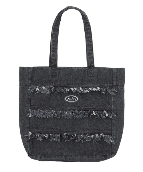 X-girl（エックスガール）の「DENIM TOTE BAG（トートバッグ・レディース・ブラック/インディゴブルー・ONE SIZE）」の7枚目の写真