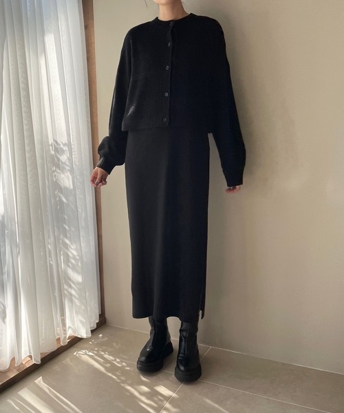 LOWRYS FARM（ローリーズファーム）の「ツイードフウＣＤ＊キャミ２Ｐワンピース　177254（ワンピース・レディース・ブラック/ブラウン/アイボリー・FREE）」の6枚目の写真