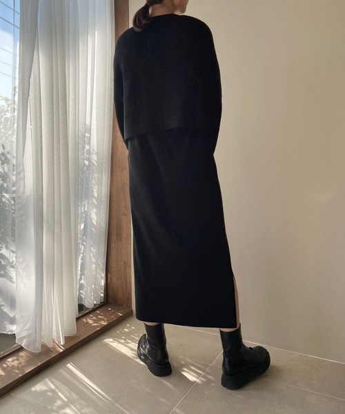 LOWRYS FARM（ローリーズファーム）の「ツイードフウＣＤ＊キャミ２Ｐワンピース　177254（ワンピース・レディース・ブラック/ブラウン/アイボリー・FREE）」の7枚目の写真