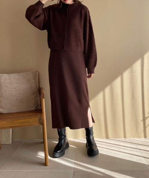 LOWRYS FARM（ローリーズファーム）の「ツイードフウＣＤ＊キャミ２Ｐワンピース　177254（ワンピース・レディース・ブラック/ブラウン/アイボリー・FREE）」の9枚目の写真