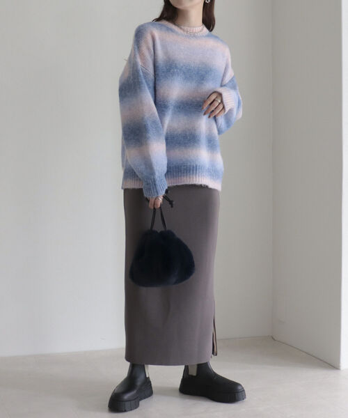 fredy emue（フレディエミュ）の「ウエストラメポンチタイトスカート（スカート・レディース・ブラック/モカ・38/36）」の3枚目の写真