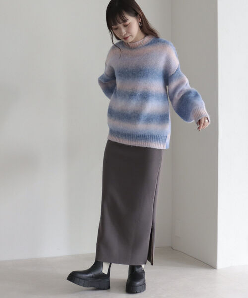 fredy emue（フレディエミュ）の「ウエストラメポンチタイトスカート（スカート・レディース・ブラック/モカ・38/36）」の4枚目の写真