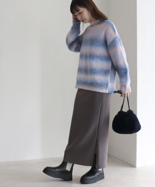 fredy emue（フレディエミュ）の「ウエストラメポンチタイトスカート（スカート・レディース・ブラック/モカ・38/36）」の5枚目の写真