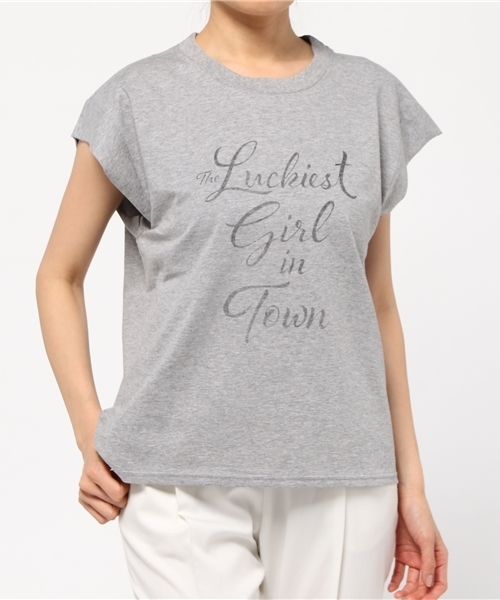 Sheta（シータ）の「プリントTeeLuckiestgirl（Tシャツ/カットソー・レディース・オフホワイト/グレー・FREE）」の2枚目の写真