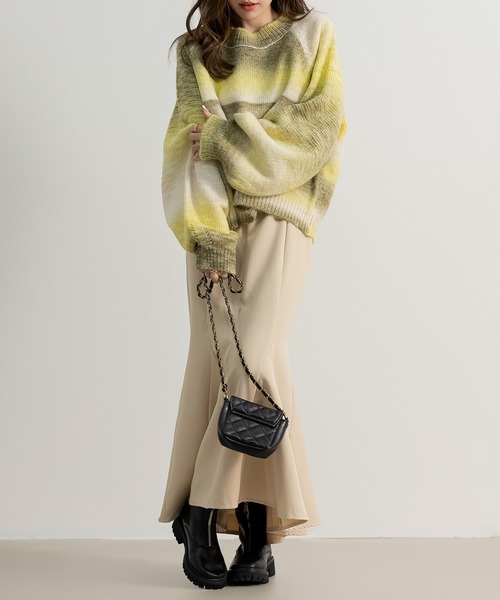 DAY CLOSET（デイ クローゼット）の「レディース バルーンスリーブグラデーションニットセーター（ニット/セーター・レディース・ブルー系その他/パープル系その他/ブラウン×イエロー・ONE SIZE）」の19枚目の写真