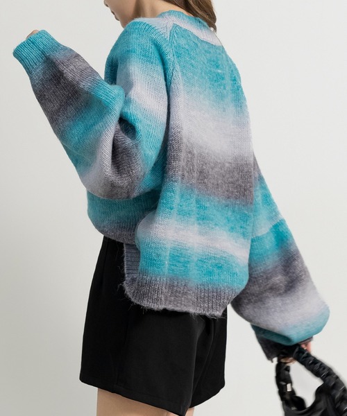 DAY CLOSET（デイ クローゼット）の「レディース バルーンスリーブグラデーションニットセーター（ニット/セーター・レディース・ブルー系その他/パープル系その他/ブラウン×イエロー・ONE SIZE）」の11枚目の写真