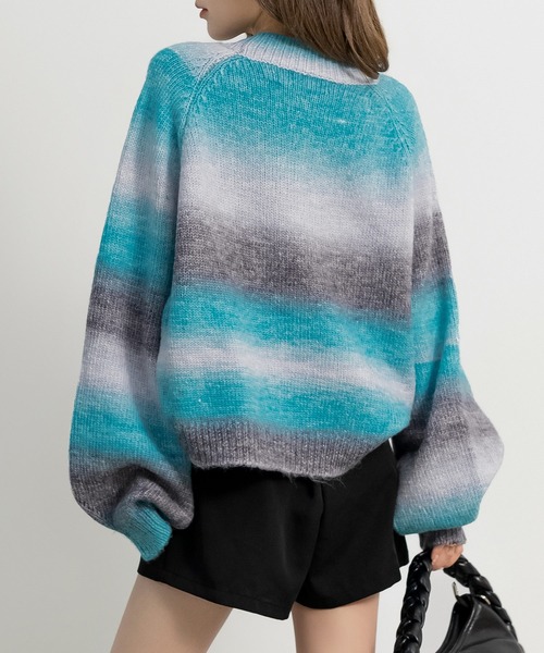 DAY CLOSET（デイ クローゼット）の「レディース バルーンスリーブグラデーションニットセーター（ニット/セーター・レディース・ブルー系その他/パープル系その他/ブラウン×イエロー・ONE SIZE）」の5枚目の写真