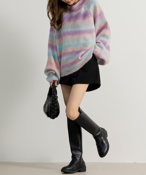 DAY CLOSET（デイ クローゼット）の「レディース バルーンスリーブグラデーションニットセーター（ニット/セーター・レディース・ブルー系その他/パープル系その他/ブラウン×イエロー・ONE SIZE）」の12枚目の写真