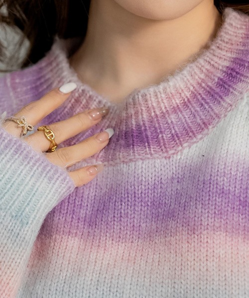 DAY CLOSET（デイ クローゼット）の「レディース バルーンスリーブグラデーションニットセーター（ニット/セーター・レディース・ブルー系その他/パープル系その他/ブラウン×イエロー・ONE SIZE）」の15枚目の写真