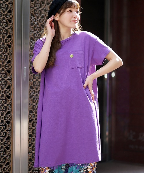 チチカカ（チチカカ）の「スラブ天竺ホルターワンピース（ワンピース・レディース・ブラック/パープル/オレンジ・FREE）」の3枚目の写真