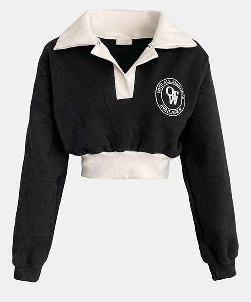 Cozy&Kitsch（コージーアンドキッチ）の「Cozy＆Kitsch カラークロップ裏起毛スウェット（スウェット・レディース・ホワイト系その他/ブラック・FREE）」の12枚目の写真