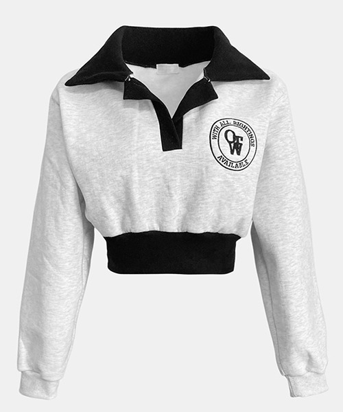 Cozy&Kitsch（コージーアンドキッチ）の「Cozy＆Kitsch カラークロップ裏起毛スウェット（スウェット・レディース・ホワイト系その他/ブラック・FREE）」の14枚目の写真