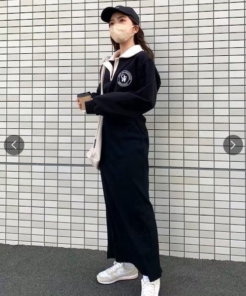 Cozy&Kitsch（コージーアンドキッチ）の「Cozy＆Kitsch カラークロップ裏起毛スウェット（スウェット・レディース・ホワイト系その他/ブラック・FREE）」の7枚目の写真