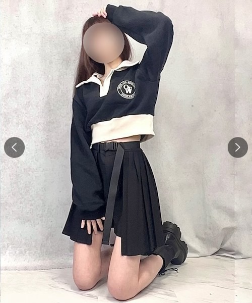 Cozy&Kitsch（コージーアンドキッチ）の「Cozy＆Kitsch カラークロップ裏起毛スウェット（スウェット・レディース・ホワイト系その他/ブラック・FREE）」の11枚目の写真