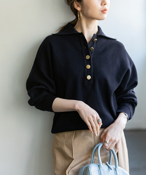 NOBLE メタルボタンポロニット Noble（ノーブル）の「メタルボタンポロニット（ニット/セーター