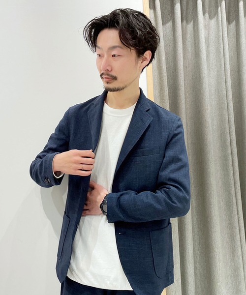 Grand PARK(グランドパーク)の「リネンライクポリエステルジャケット(テーラードジャケット・メンズ・ネイビー/チャコールグレー・SMALL/LARGE/MEDIUM/X-LARGE)」の2枚目の写真