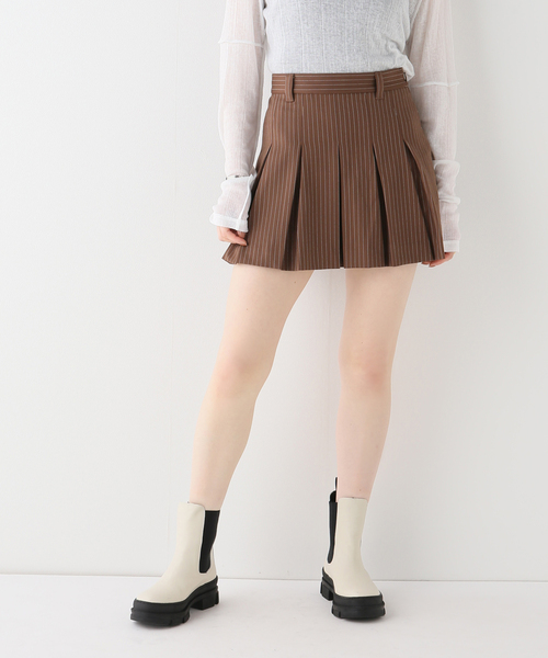 Oriens JOURNAL STANDARD（オリエンス ジャーナルスタンダード）の「ピンストライププリーツミニスカート（スカート・レディース・チャコールグレー/ブラウン・SMALL/MEDIUM）」の7枚目の写真