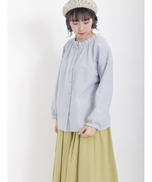 Samansa Mos2 | 柄アソート襟刺繍シャーリング前後2WAYブラウス(シャツ/ブラウス)