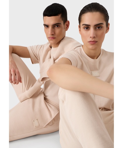 EMPORIO ARMANI EA7（エンポリオアルマーニイーエーセブン）の「【エンポリオ アルマーニ EA7】Logo Series ユニセックス ジョガーパンツ オーガニックコットン混紡（スウェットパンツ・メンズ・ライトベージュ/ライトブルー・MEDIUM/SMALL/X-SMALL/LARGE/X-LARGE）」の20枚目の写真