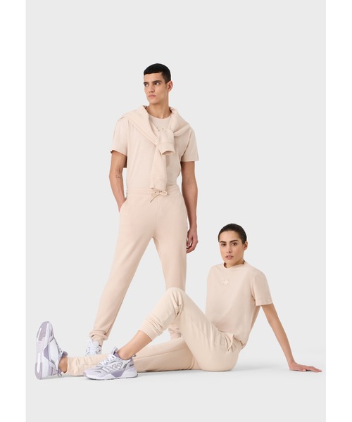 EMPORIO ARMANI EA7（エンポリオアルマーニイーエーセブン）の「【エンポリオ アルマーニ EA7】Logo Series ユニセックス ジョガーパンツ オーガニックコットン混紡（スウェットパンツ・メンズ・ライトベージュ/ライトブルー・MEDIUM/SMALL/X-SMALL/LARGE/X-LARGE）」の21枚目の写真