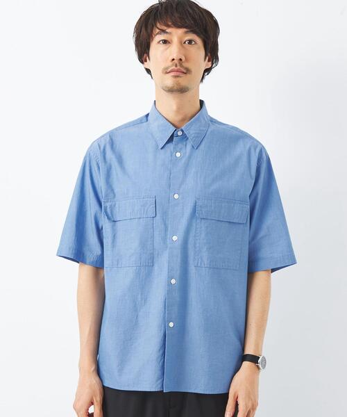 green label relaxing(グリーンレーベルリラクシング)の「コットン シルク ボイル Wパッチポケット シャツ(シャツ/ブラウス・メンズ・ライトブルー/オレンジ/ロイヤルブルー・L/S/M/XL)」の6枚目の写真
