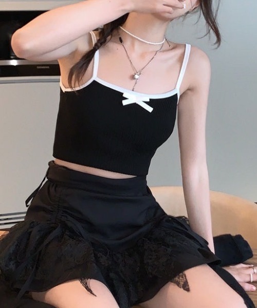 LAC-VERT（ラック・ヴェール）の「リボン付きミニキャミソール